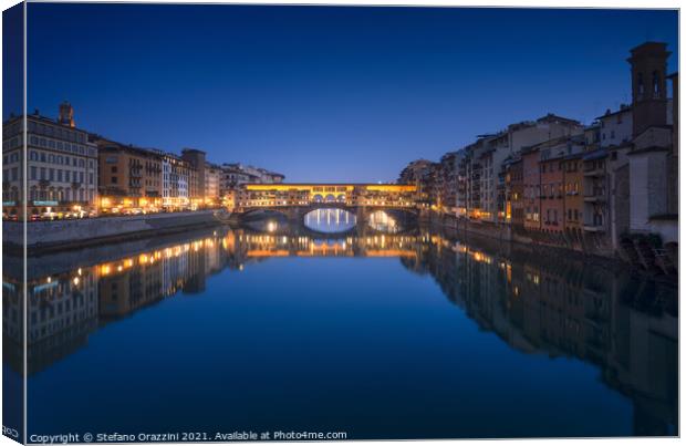 Ponte Vecchio Blue Hour, Florence Canvas Print by Stefano Orazzini