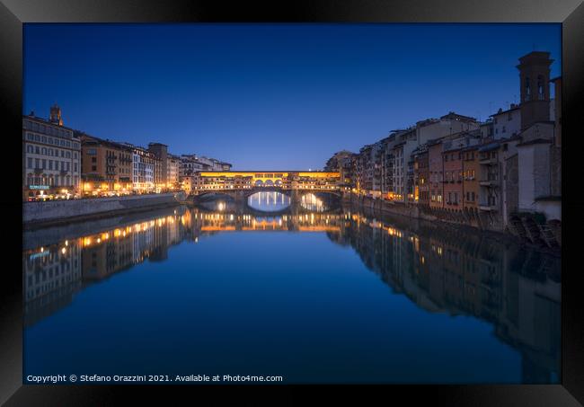Ponte Vecchio Blue Hour, Florence Framed Print by Stefano Orazzini