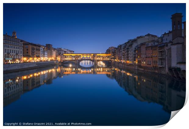 Ponte Vecchio Blue Hour, Florence Print by Stefano Orazzini