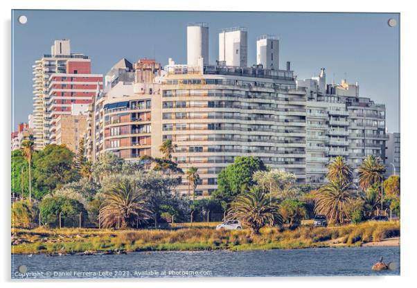 Urban Coastal Scene, Montevideo Uruguay Acrylic by Daniel Ferreira-Leite