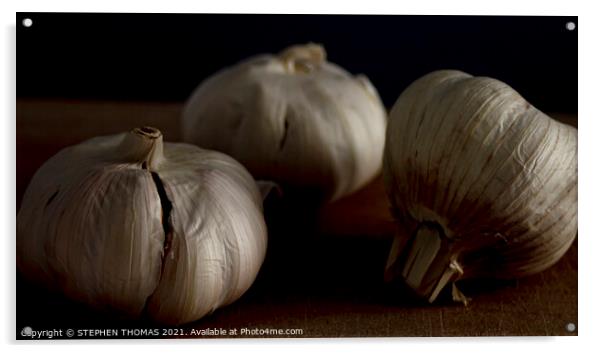 Three Garlic Bulbs Acrylic by STEPHEN THOMAS