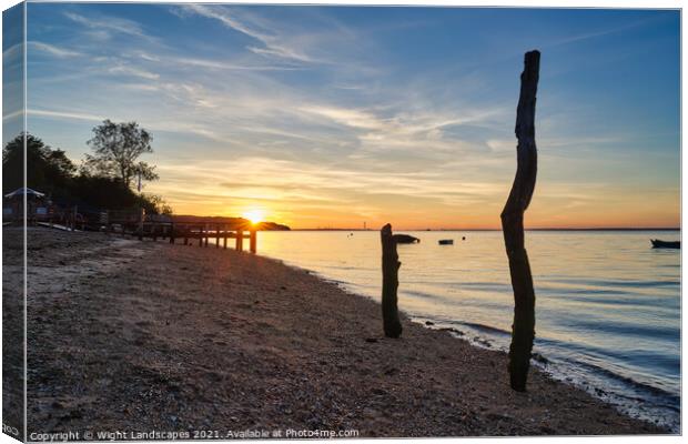 Woodside Bay Beach  Sunset Canvas Print by Wight Landscapes