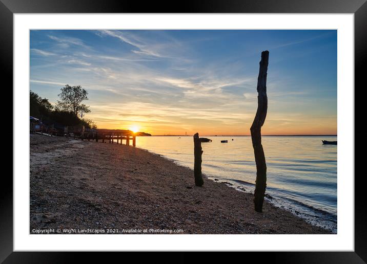 Woodside Bay Beach  Sunset Framed Mounted Print by Wight Landscapes