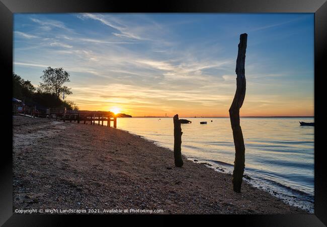 Woodside Bay Beach  Sunset Framed Print by Wight Landscapes