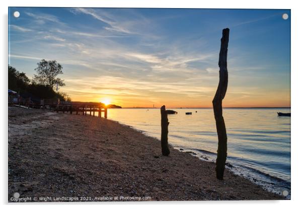 Woodside Bay Beach  Sunset Acrylic by Wight Landscapes