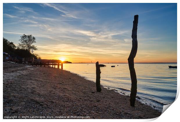 Woodside Bay Beach  Sunset Print by Wight Landscapes