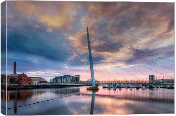 Swansea marina and Millennium bridge Canvas Print by Leighton Collins