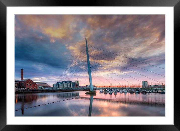 Swansea marina and Millennium bridge Framed Mounted Print by Leighton Collins