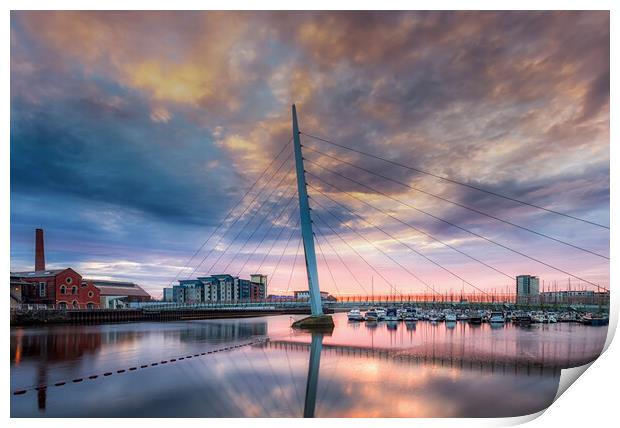 Swansea marina and Millennium bridge Print by Leighton Collins