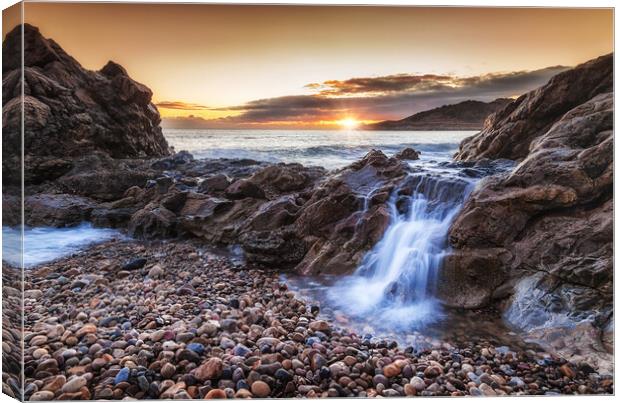 Ocean cascade at Rotherslade Canvas Print by Leighton Collins