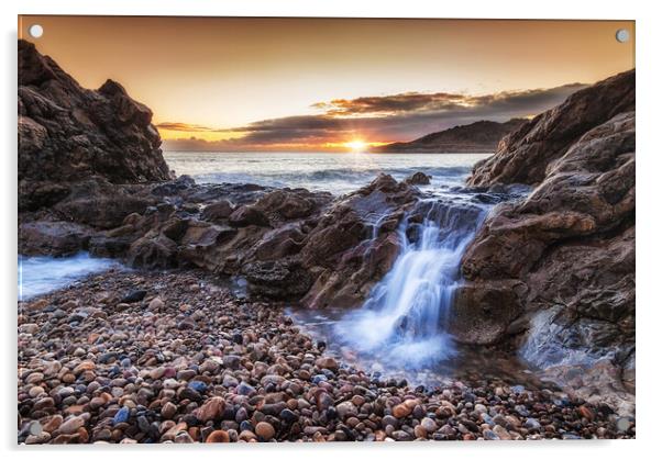 Ocean cascade at Rotherslade Acrylic by Leighton Collins