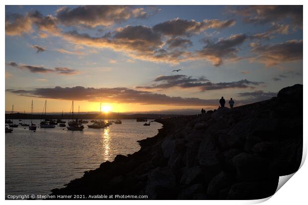 Golden Sunset Brixham Print by Stephen Hamer