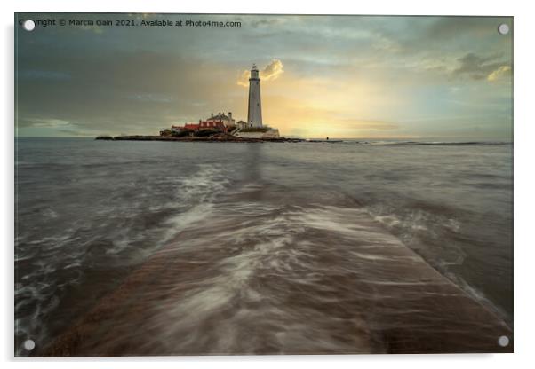 St Mary's Lighthouse Acrylic by Marcia Reay