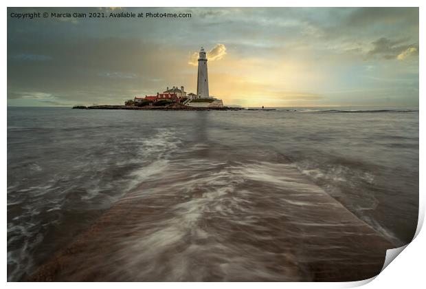St Mary's Lighthouse Print by Marcia Reay