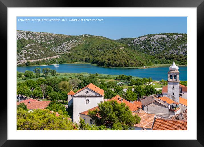 Krka River from Skradin viewpoint, Croatia Framed Mounted Print by Angus McComiskey