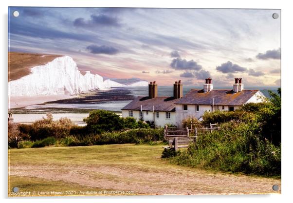 The Seven Sisters at Cuckmere Haven Sussex Acrylic by Diana Mower