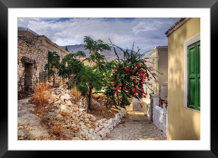 Halki Alleyways Framed Mounted Print by Tom Gomez