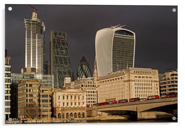 London bridge with Gherkin Acrylic by Jenny Hibbert