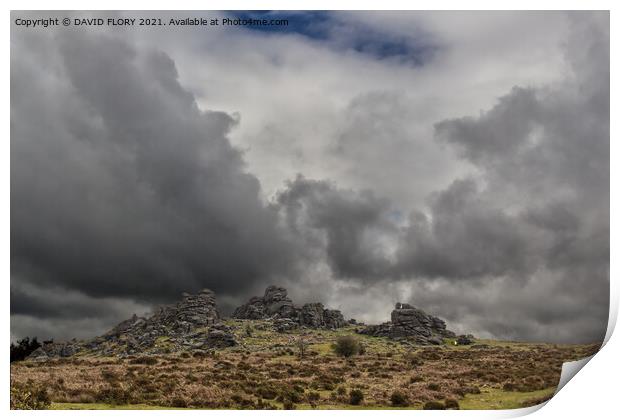 Hound Tor after the storm Print by DAVID FLORY