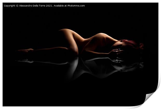 Nude woman laying down naked Print by Alessandro Della Torre