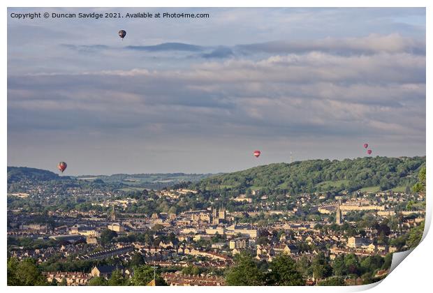 Hot air balloons over Bath Print by Duncan Savidge