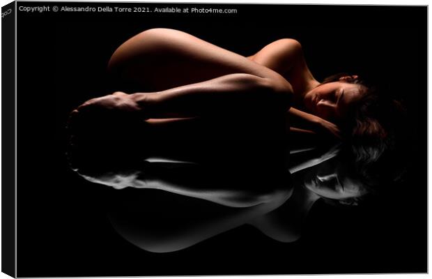 nude woman sleeping Canvas Print by Alessandro Della Torre