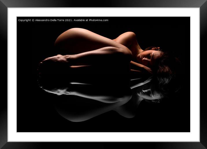 nude woman sleeping Framed Mounted Print by Alessandro Della Torre