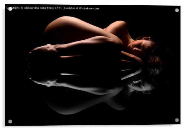 nude woman sleeping Acrylic by Alessandro Della Torre