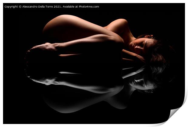 nude woman sleeping Print by Alessandro Della Torre