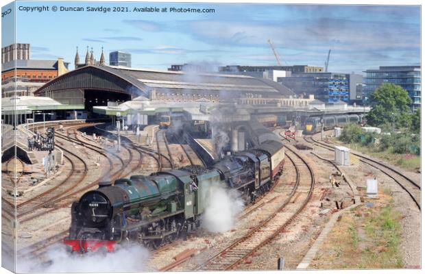 Double head steam train departs Bristol Temple Mea Canvas Print by Duncan Savidge