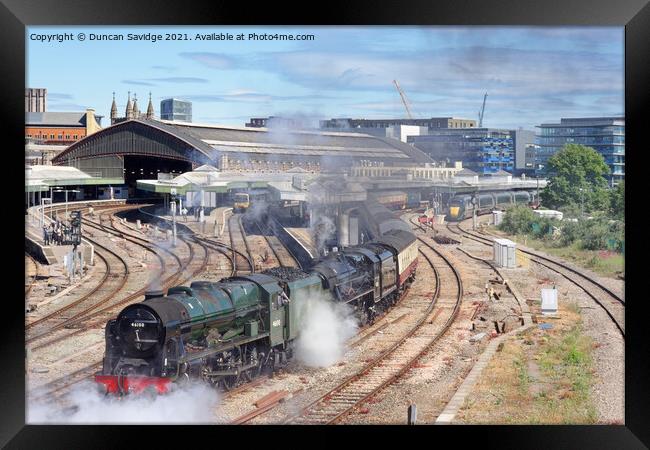 Double head steam train departs Bristol Temple Mea Framed Print by Duncan Savidge
