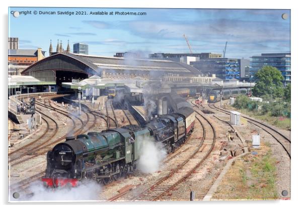 Double head steam train departs Bristol Temple Mea Acrylic by Duncan Savidge