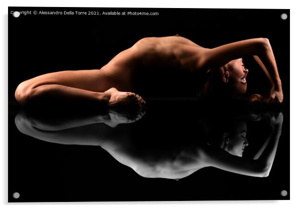 Nude girl posing model Acrylic by Alessandro Della Torre