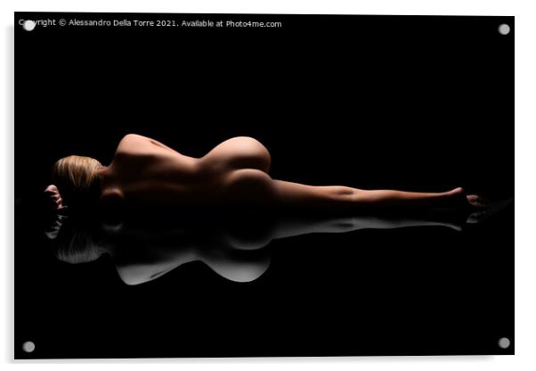 Nude perfect woman's body spleeping Acrylic by Alessandro Della Torre