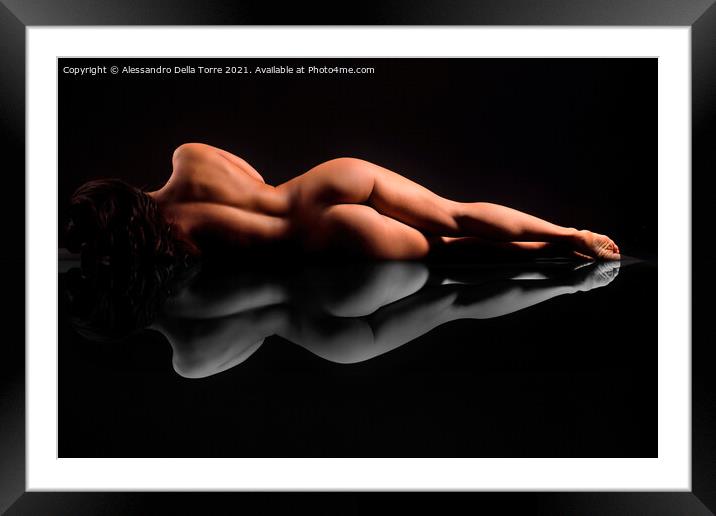 Nude woman sleeping Framed Mounted Print by Alessandro Della Torre