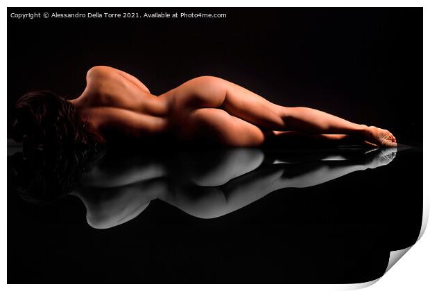 Nude woman sleeping Print by Alessandro Della Torre