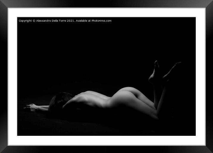 Sensual girl isolated on black Framed Mounted Print by Alessandro Della Torre