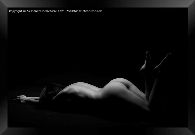 Sensual girl isolated on black Framed Print by Alessandro Della Torre