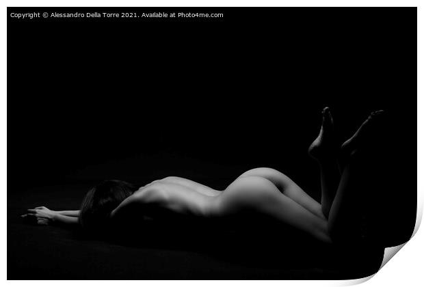 Sensual girl isolated on black Print by Alessandro Della Torre