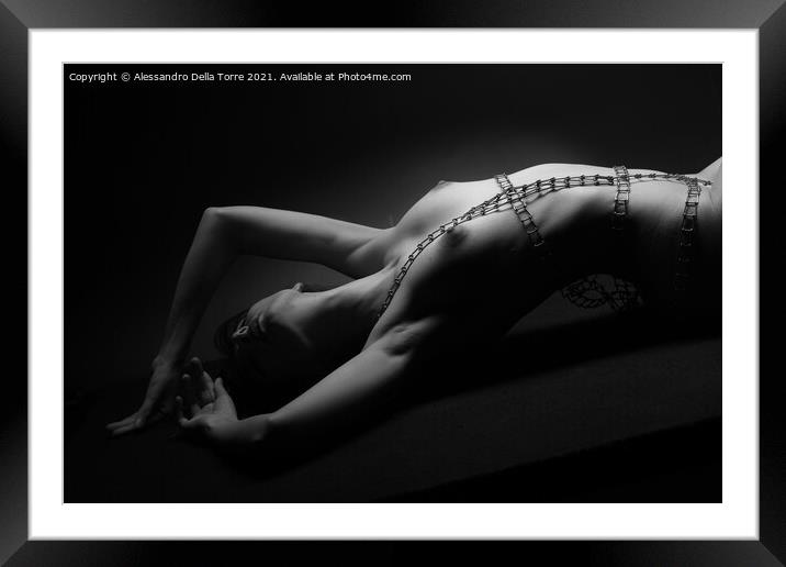woman erotic and sexy with chain Framed Mounted Print by Alessandro Della Torre
