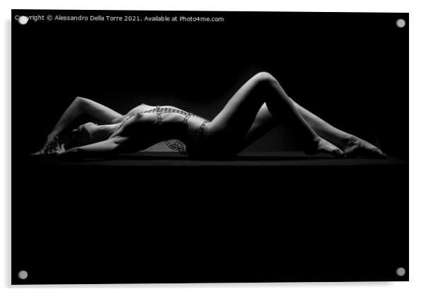 Erotic sensual bw woman Acrylic by Alessandro Della Torre