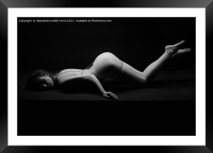 erotic model posing naked Framed Mounted Print by Alessandro Della Torre