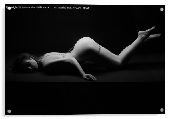 erotic model posing naked Acrylic by Alessandro Della Torre