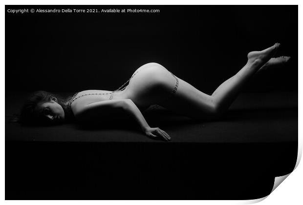 erotic model posing naked Print by Alessandro Della Torre