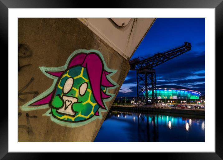 Street art on the Squinty Bridge, River Clyde, Gla Framed Mounted Print by Rich Fotografi 