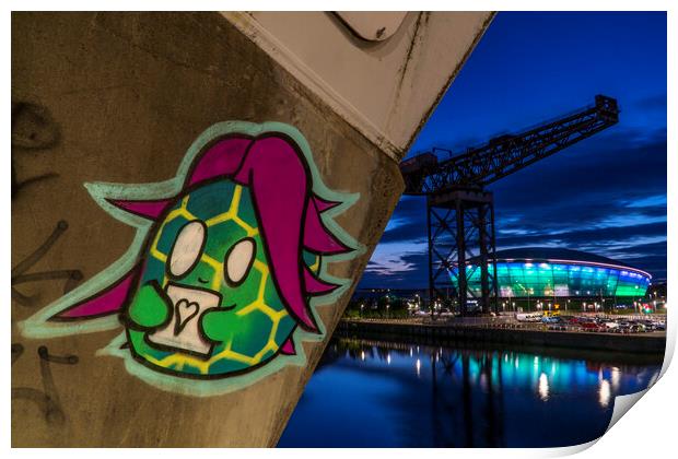 Street art on the Squinty Bridge, River Clyde, Gla Print by Rich Fotografi 