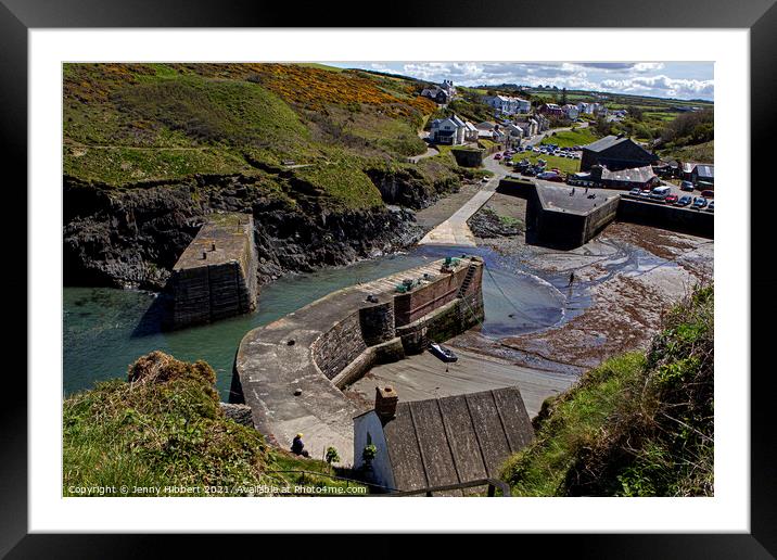 Looking over Porthgain harbour Pembrokeshire Framed Mounted Print by Jenny Hibbert