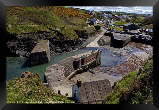 Looking over Porthgain harbour Pembrokeshire Framed Print by Jenny Hibbert