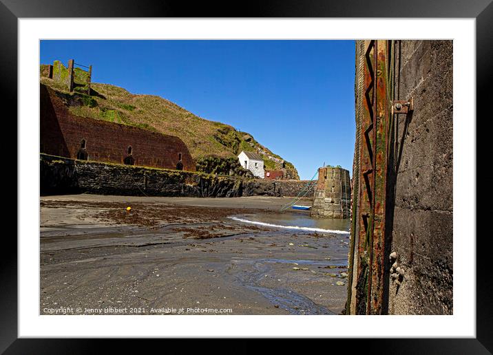 Porthgain harbour taken from beach Framed Mounted Print by Jenny Hibbert