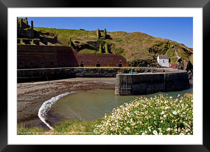 Porthgain harbour with the old quarry in the background Framed Mounted Print by Jenny Hibbert